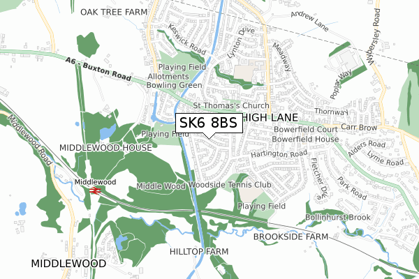 SK6 8BS map - small scale - OS Open Zoomstack (Ordnance Survey)