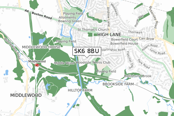SK6 8BU map - small scale - OS Open Zoomstack (Ordnance Survey)
