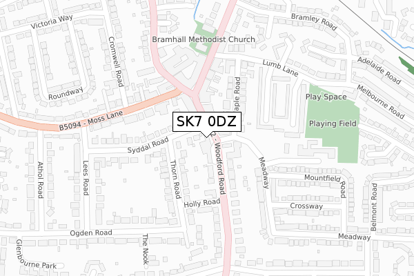 SK7 0DZ map - large scale - OS Open Zoomstack (Ordnance Survey)