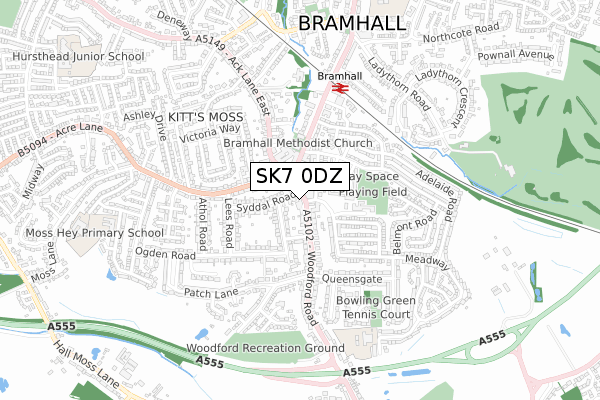 SK7 0DZ map - small scale - OS Open Zoomstack (Ordnance Survey)