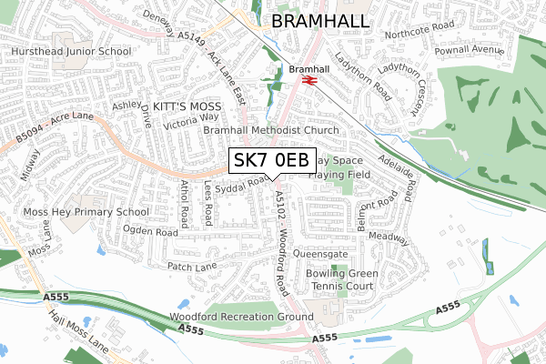 SK7 0EB map - small scale - OS Open Zoomstack (Ordnance Survey)