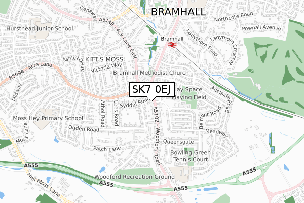 SK7 0EJ map - small scale - OS Open Zoomstack (Ordnance Survey)