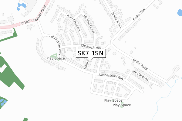 SK7 1SN map - large scale - OS Open Zoomstack (Ordnance Survey)