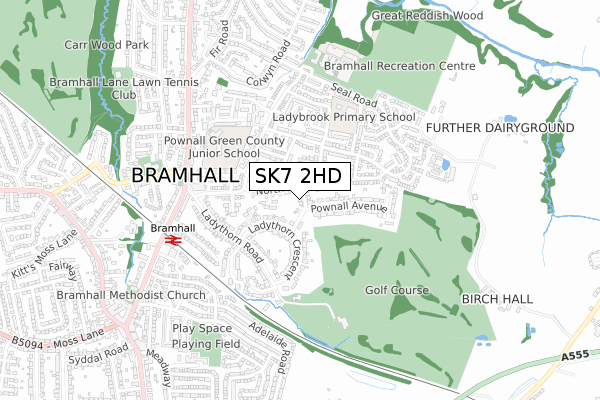 SK7 2HD map - small scale - OS Open Zoomstack (Ordnance Survey)