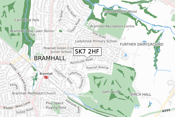 SK7 2HF map - small scale - OS Open Zoomstack (Ordnance Survey)