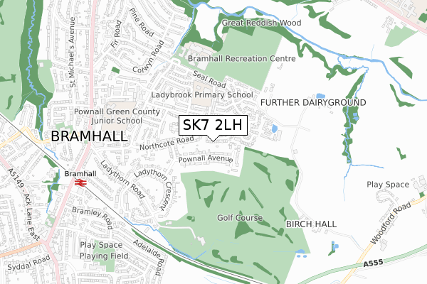 SK7 2LH map - small scale - OS Open Zoomstack (Ordnance Survey)