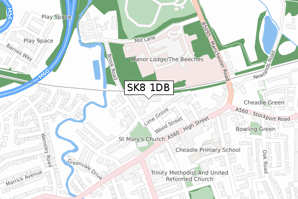 SK8 1DB map - large scale - OS Open Zoomstack (Ordnance Survey)