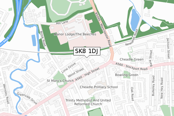 SK8 1DJ map - large scale - OS Open Zoomstack (Ordnance Survey)