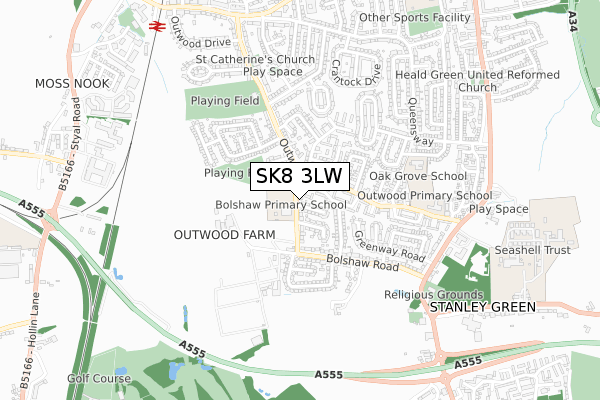 SK8 3LW map - small scale - OS Open Zoomstack (Ordnance Survey)