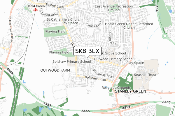 SK8 3LX map - small scale - OS Open Zoomstack (Ordnance Survey)