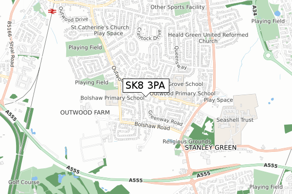 SK8 3PA map - small scale - OS Open Zoomstack (Ordnance Survey)