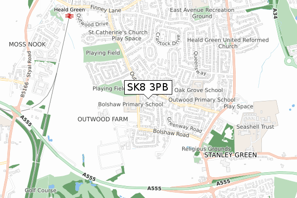 SK8 3PB map - small scale - OS Open Zoomstack (Ordnance Survey)