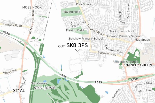 SK8 3PS map - small scale - OS Open Zoomstack (Ordnance Survey)