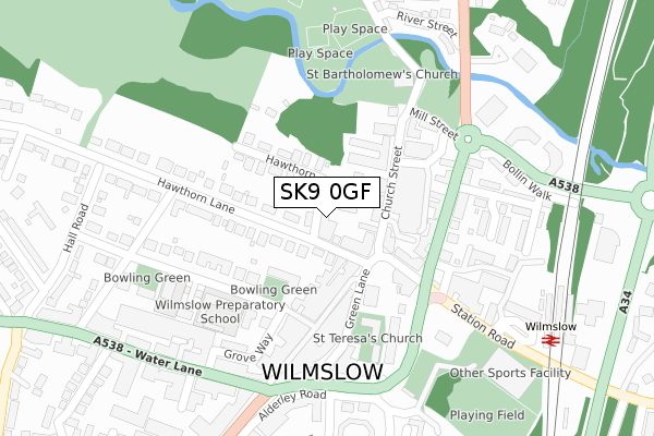 SK9 0GF map - large scale - OS Open Zoomstack (Ordnance Survey)