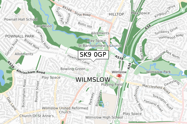 SK9 0GP map - small scale - OS Open Zoomstack (Ordnance Survey)