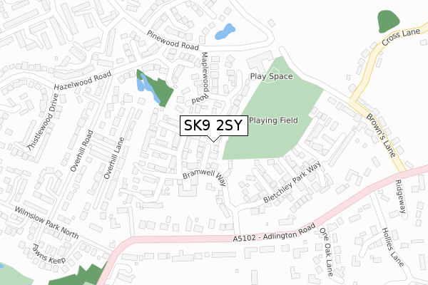 SK9 2SY map - large scale - OS Open Zoomstack (Ordnance Survey)