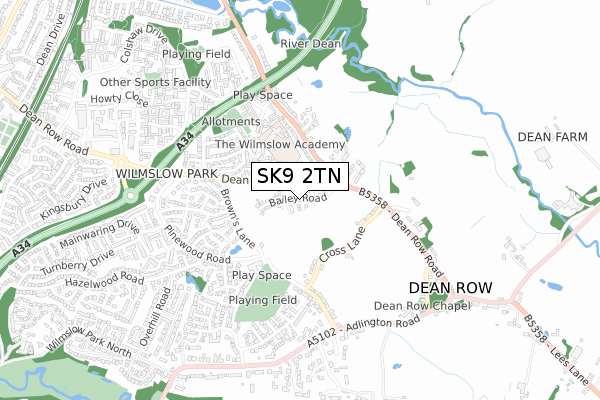 SK9 2TN map - small scale - OS Open Zoomstack (Ordnance Survey)