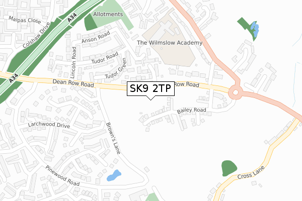 SK9 2TP map - large scale - OS Open Zoomstack (Ordnance Survey)
