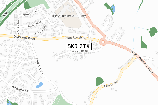 SK9 2TX map - large scale - OS Open Zoomstack (Ordnance Survey)