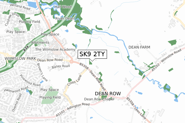 SK9 2TY map - small scale - OS Open Zoomstack (Ordnance Survey)