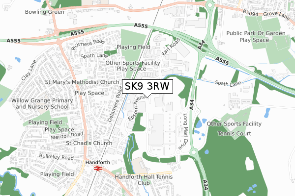 SK9 3RW map - small scale - OS Open Zoomstack (Ordnance Survey)