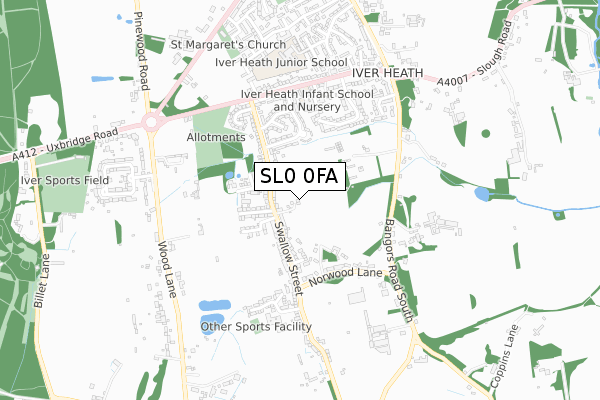 SL0 0FA map - small scale - OS Open Zoomstack (Ordnance Survey)