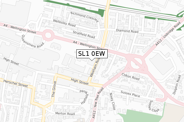 SL1 0EW map - large scale - OS Open Zoomstack (Ordnance Survey)