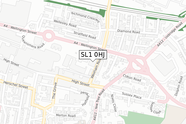 SL1 0HJ map - large scale - OS Open Zoomstack (Ordnance Survey)