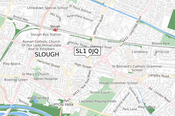 SL1 0JQ map - small scale - OS Open Zoomstack (Ordnance Survey)