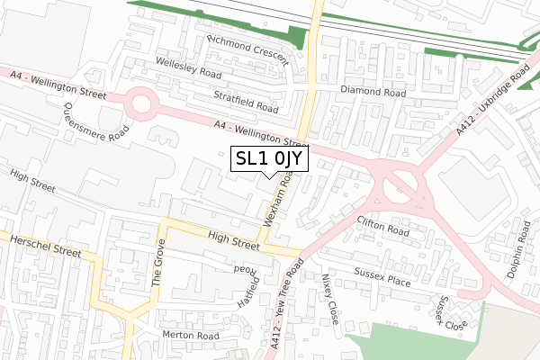 SL1 0JY map - large scale - OS Open Zoomstack (Ordnance Survey)