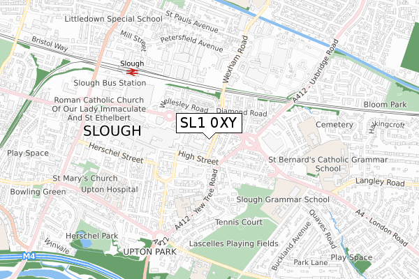 SL1 0XY map - small scale - OS Open Zoomstack (Ordnance Survey)