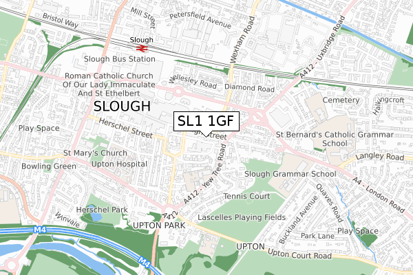SL1 1GF map - small scale - OS Open Zoomstack (Ordnance Survey) SL1 1GF map - small scale - OS Open Zoomstack (Ordnance Survey)