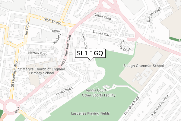 SL1 1GQ map - large scale - OS Open Zoomstack (Ordnance Survey)