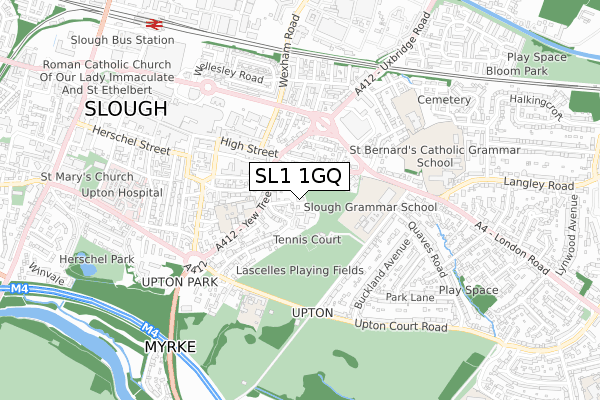 SL1 1GQ map - small scale - OS Open Zoomstack (Ordnance Survey)