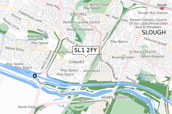 SL1 2FY map - small scale - OS Open Zoomstack (Ordnance Survey)