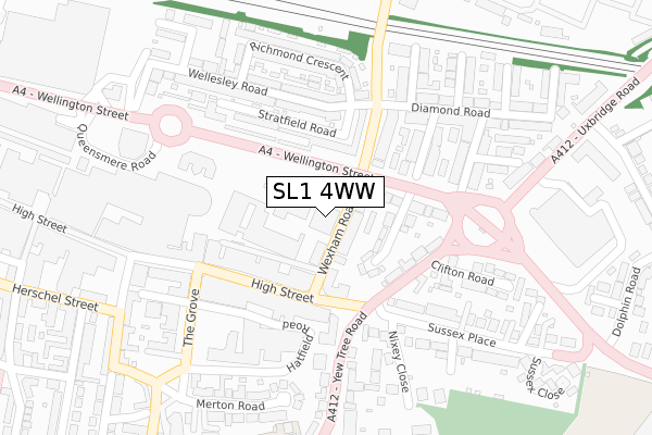 SL1 4WW map - large scale - OS Open Zoomstack (Ordnance Survey)