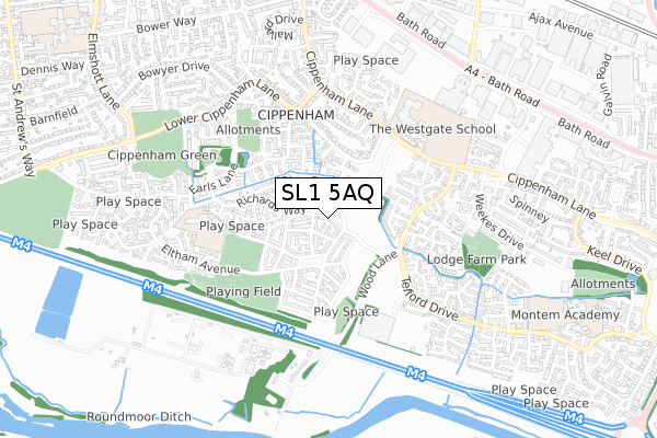 SL1 5AQ map - small scale - OS Open Zoomstack (Ordnance Survey)