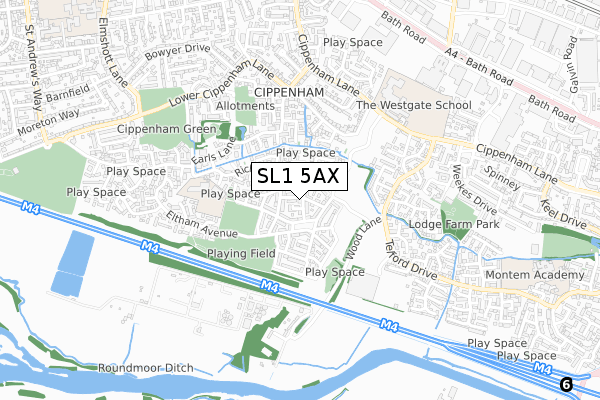 SL1 5AX map - small scale - OS Open Zoomstack (Ordnance Survey)