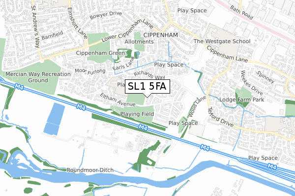 SL1 5FA map - small scale - OS Open Zoomstack (Ordnance Survey) SL1 5FA map - small scale - OS Open Zoomstack (Ordnance Survey)