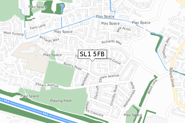 SL1 5FB map - large scale - OS Open Zoomstack (Ordnance Survey)