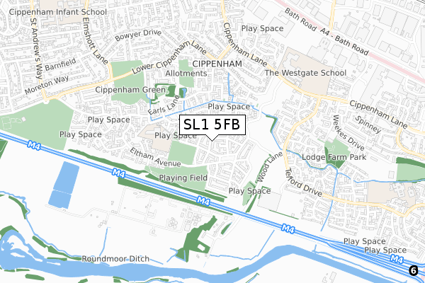 SL1 5FB map - small scale - OS Open Zoomstack (Ordnance Survey)