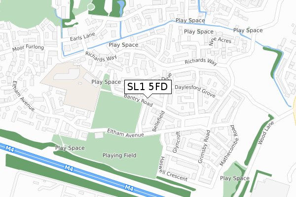 SL1 5FD map - large scale - OS Open Zoomstack (Ordnance Survey)