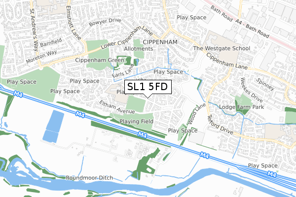 SL1 5FD map - small scale - OS Open Zoomstack (Ordnance Survey)