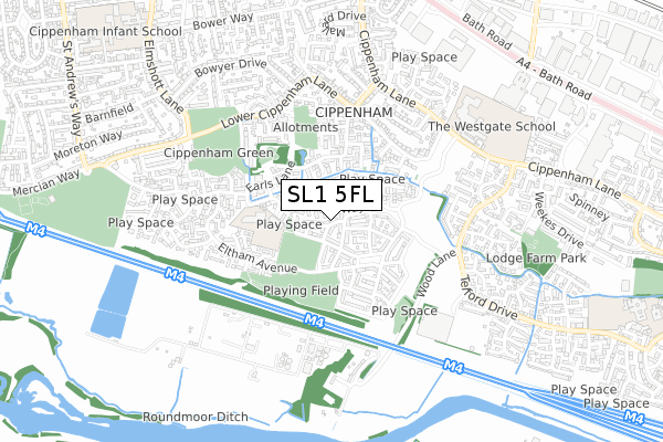 SL1 5FL map - small scale - OS Open Zoomstack (Ordnance Survey)