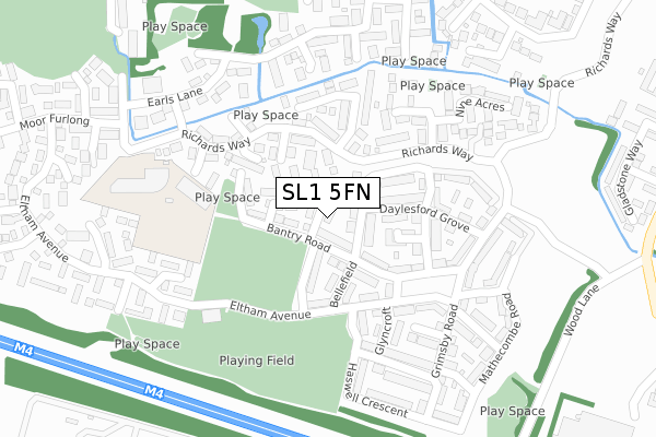 SL1 5FN map - large scale - OS Open Zoomstack (Ordnance Survey)