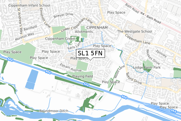 SL1 5FN map - small scale - OS Open Zoomstack (Ordnance Survey)