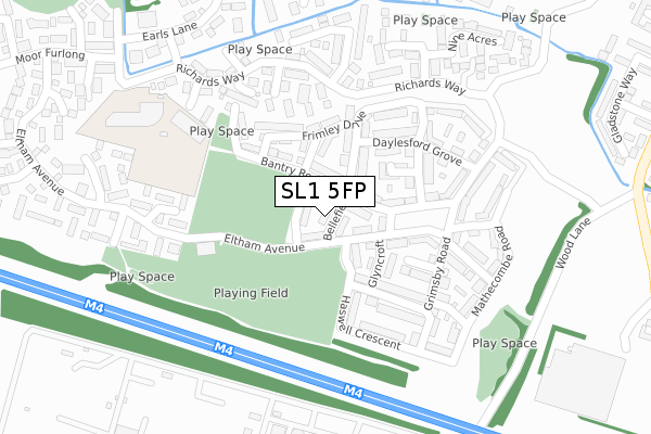 SL1 5FP map - large scale - OS Open Zoomstack (Ordnance Survey)