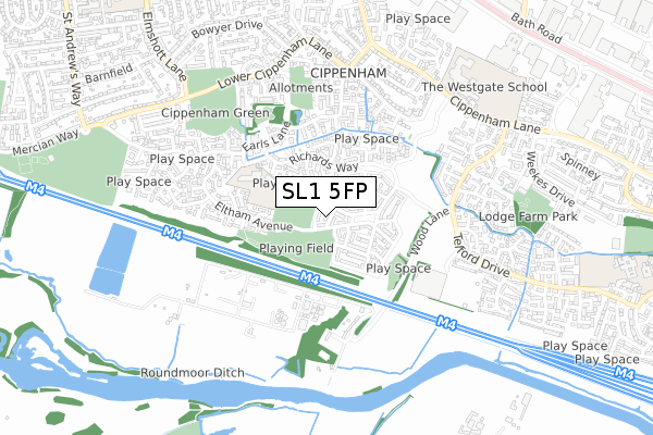 SL1 5FP map - small scale - OS Open Zoomstack (Ordnance Survey)