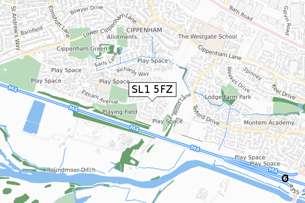 SL1 5FZ map - small scale - OS Open Zoomstack (Ordnance Survey)