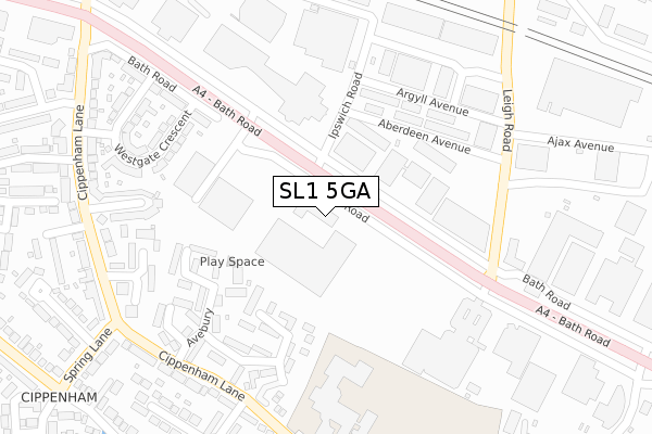 SL1 5GA map - large scale - OS Open Zoomstack (Ordnance Survey)